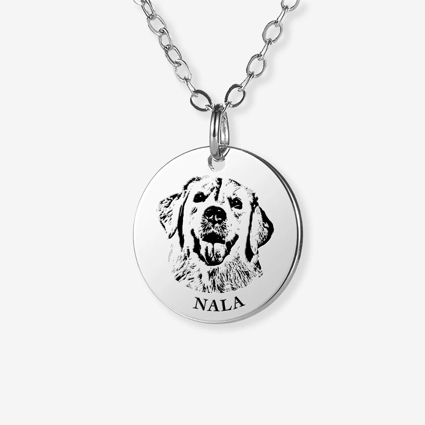 Custom Pet Portrait Necklace – Shallow Engraving, Personalized Memorial Jewelry for Pet Lovers