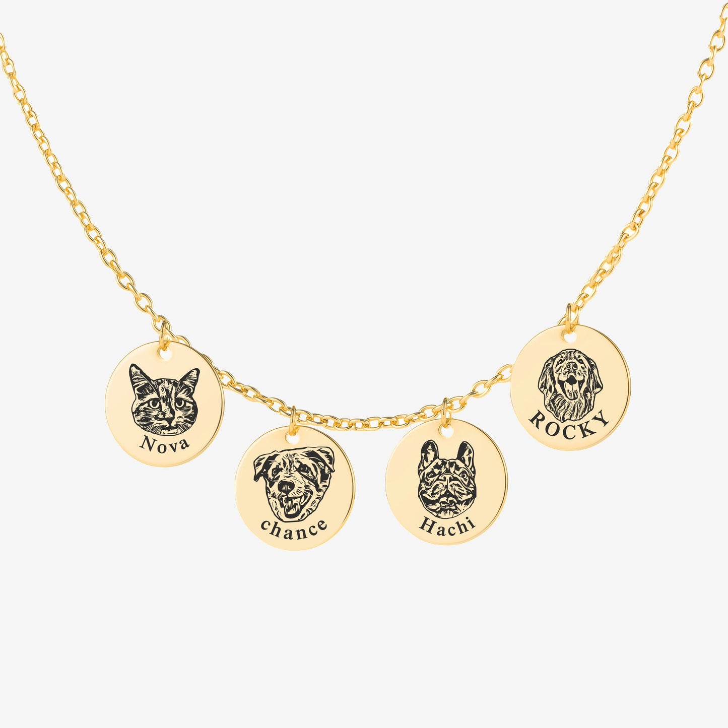 Custom Pet Portrait Necklace – Shallow Engraving, Personalized Memorial Jewelry for Pet Lovers