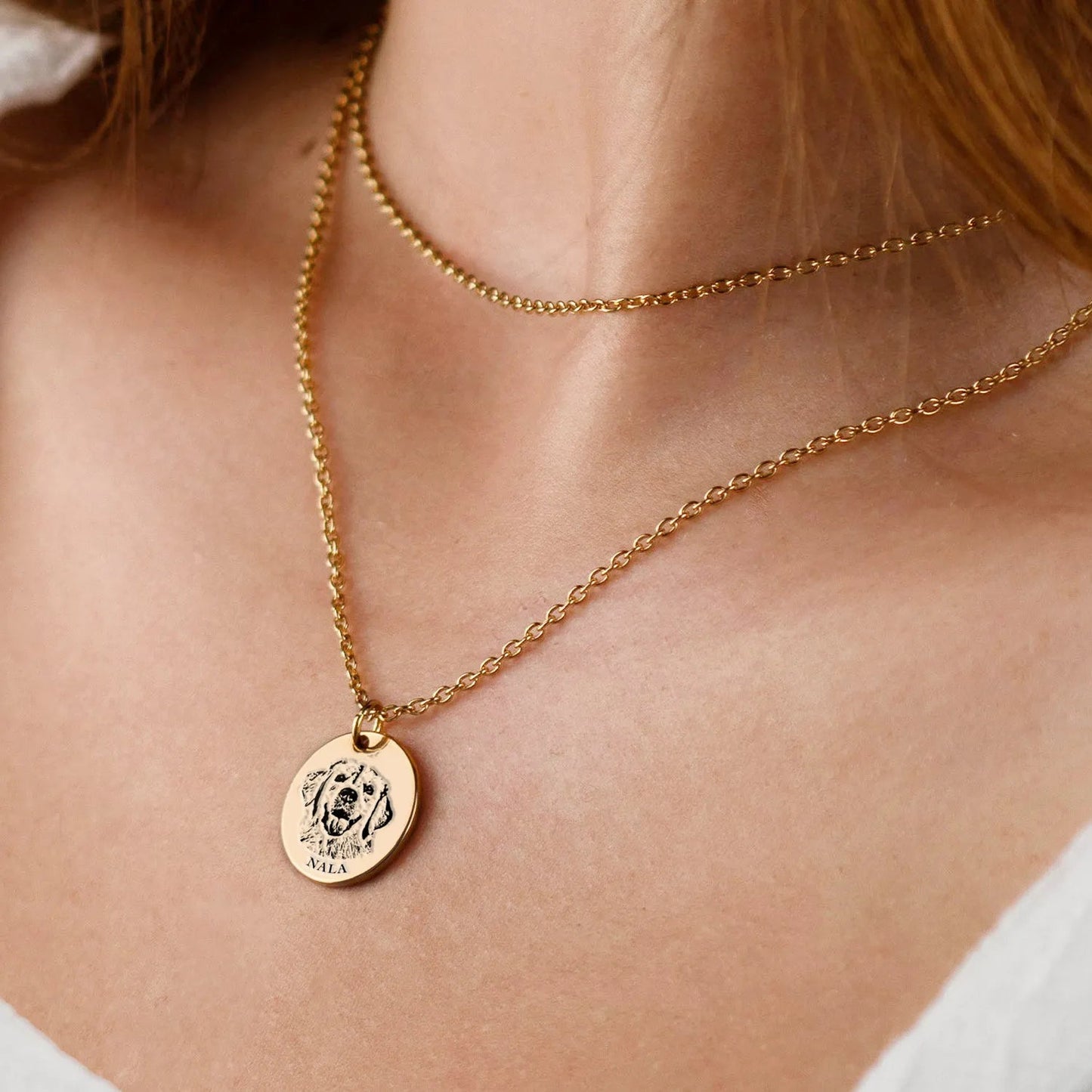 Custom Pet Portrait Necklace – Shallow Engraving, Personalized Memorial Jewelry for Pet Lovers