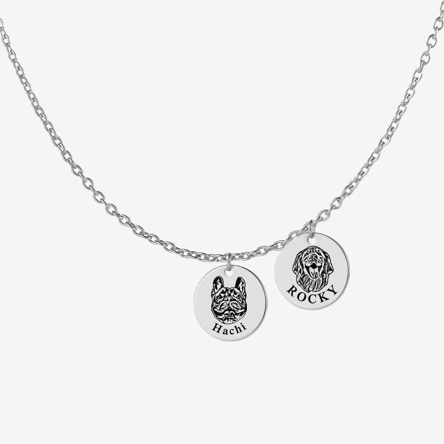 Custom Pet Portrait Necklace – Shallow Engraving, Personalized Memorial Jewelry for Pet Lovers