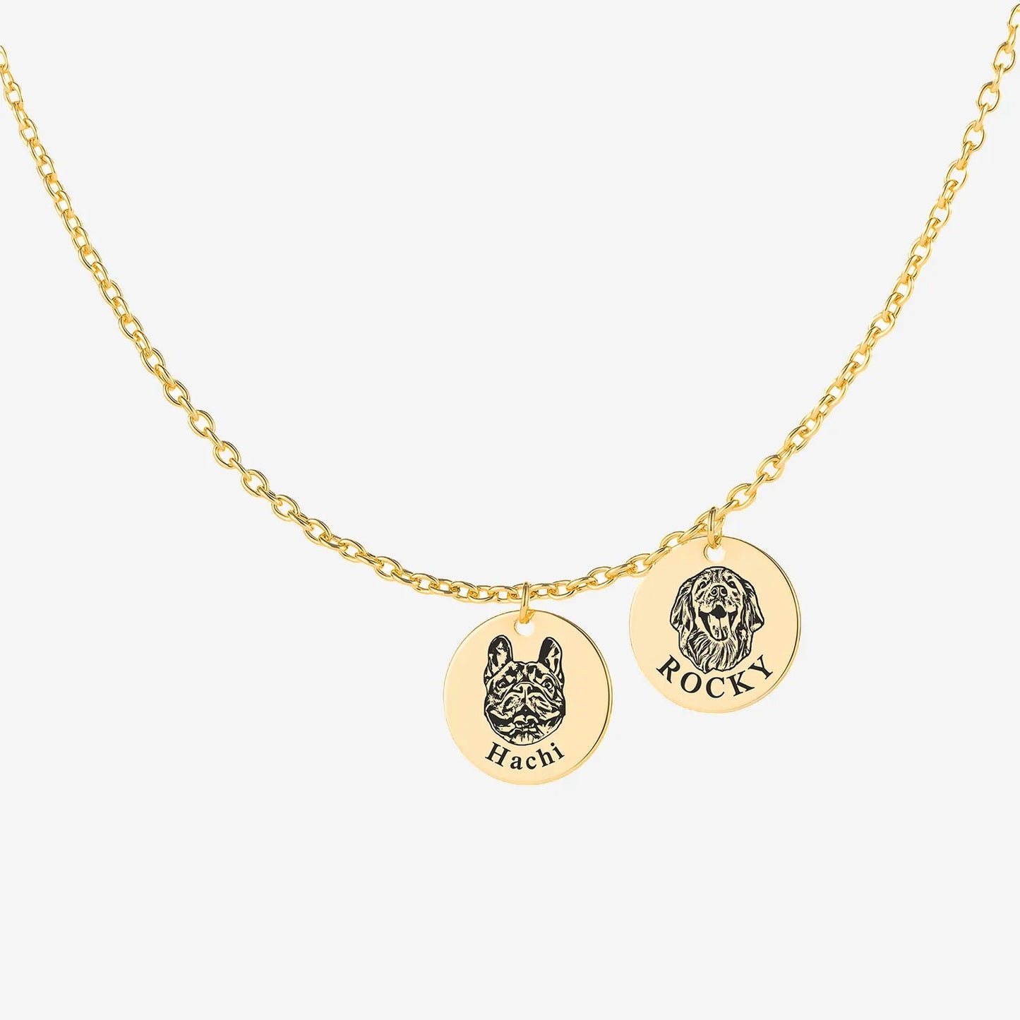 Custom Pet Portrait Necklace – Shallow Engraving, Personalized Memorial Jewelry for Pet Lovers