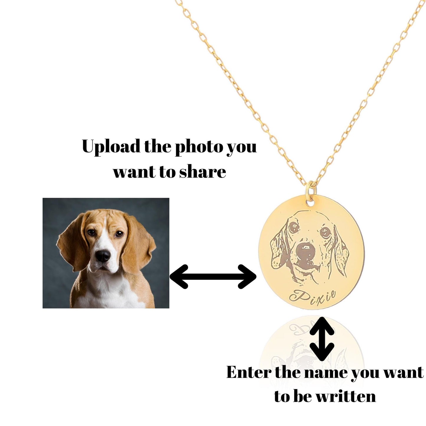 Custom Pet Portrait Necklace – Shallow Engraving, Personalized Memorial Jewelry for Pet Lovers