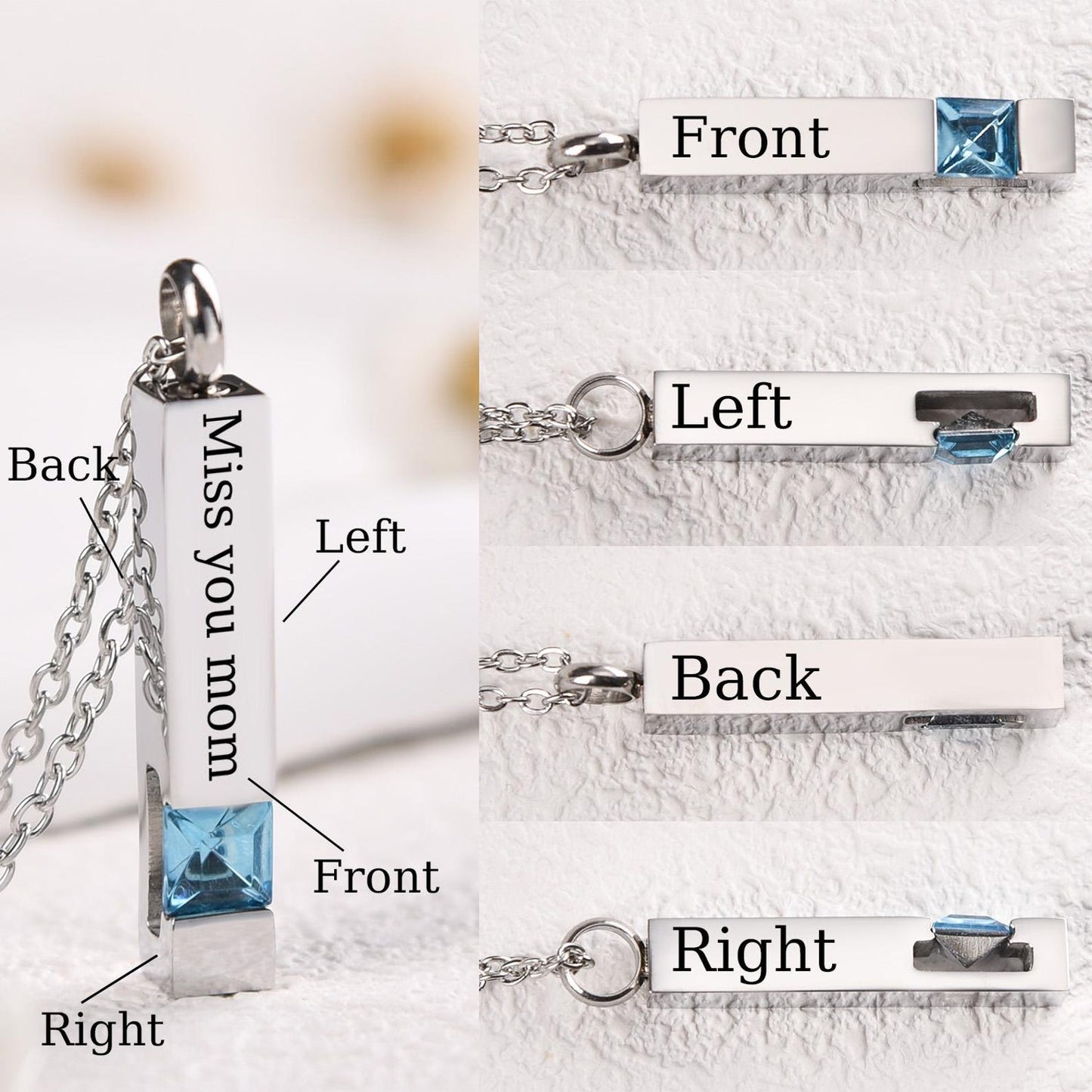 Custom Birthstones Urn Necklace – Personalized Memorial Jewelry with Birthstone Stones