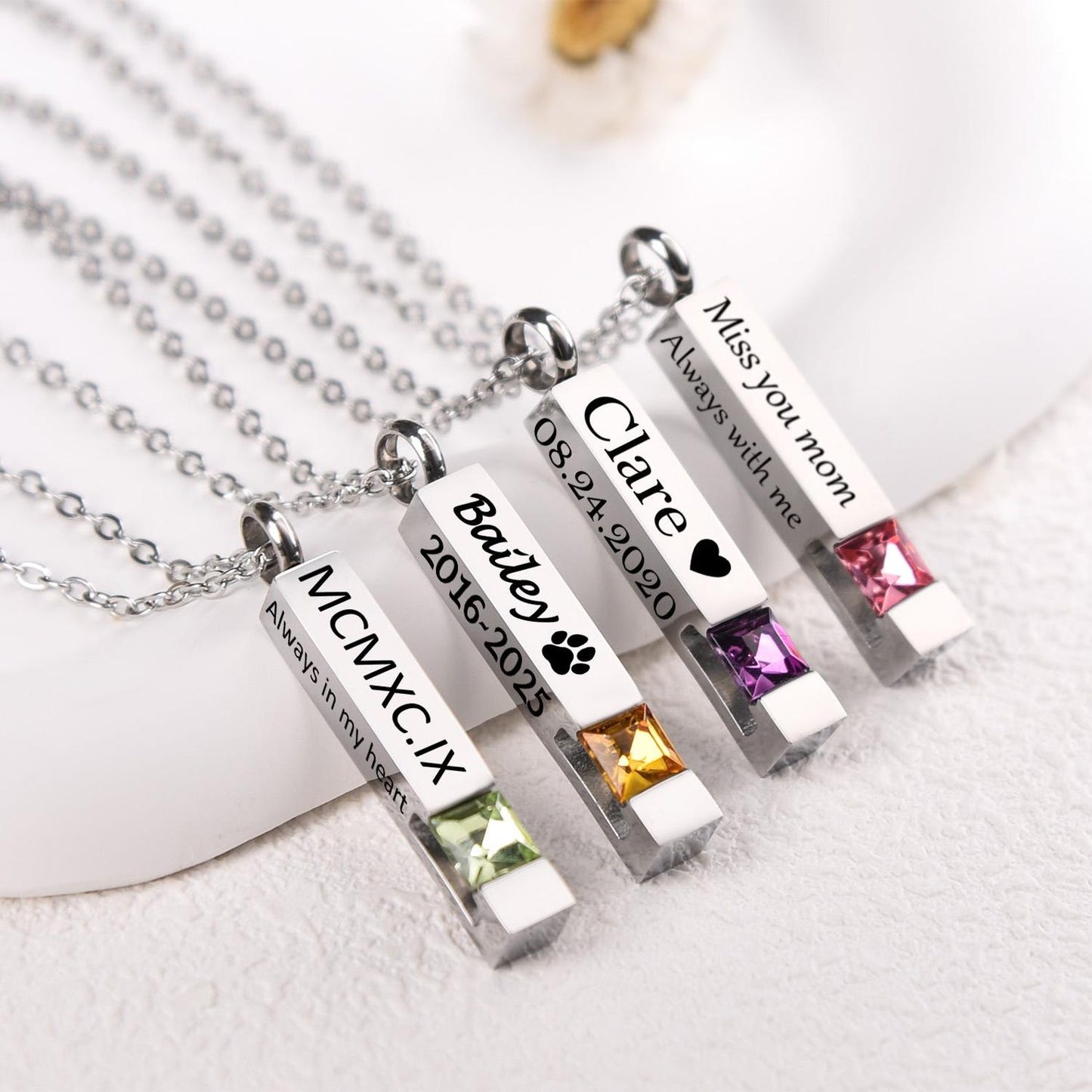 Custom Birthstones Urn Necklace – Personalized Memorial Jewelry with Birthstone Stones
