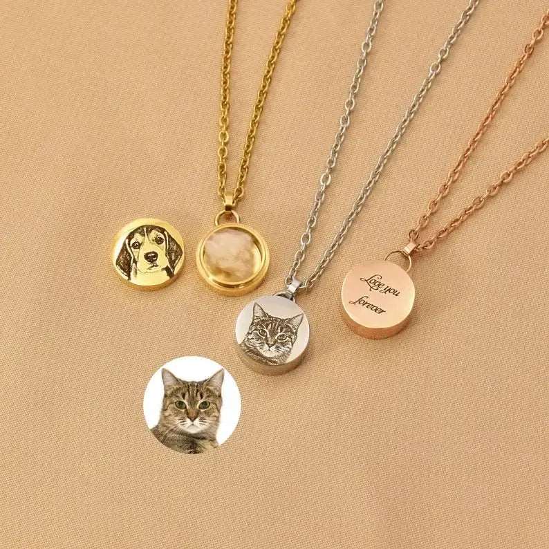 Personalized Pet Urn Necklace – Custom Memorial Jewelry for Pet Ashes, Keepsake Pendant