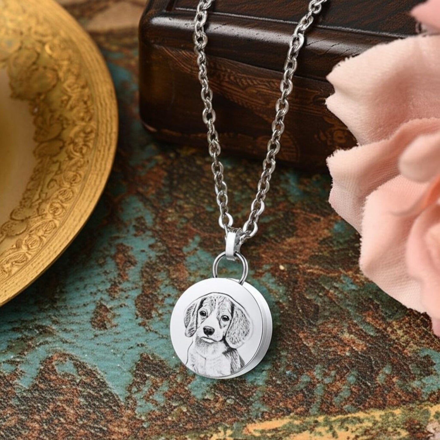 Personalized Pet Urn Necklace – Custom Memorial Jewelry for Pet Ashes, Keepsake Pendant