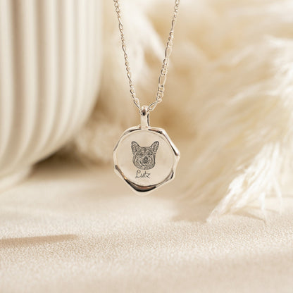 Custom Engraved Pet Portrait Necklace – Personalized Jewelry in Gold, Silver & Rose Gold