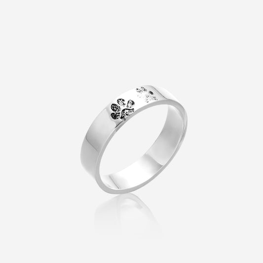 Custom Pet Paw Print Ring – Personalized Name Ring, Pet Memorial Jewelry Gift