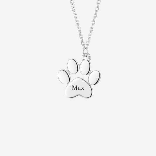 Custom Pet Paw Print Necklace – Personalized Engraved Memorial Jewelry for Pet Lovers