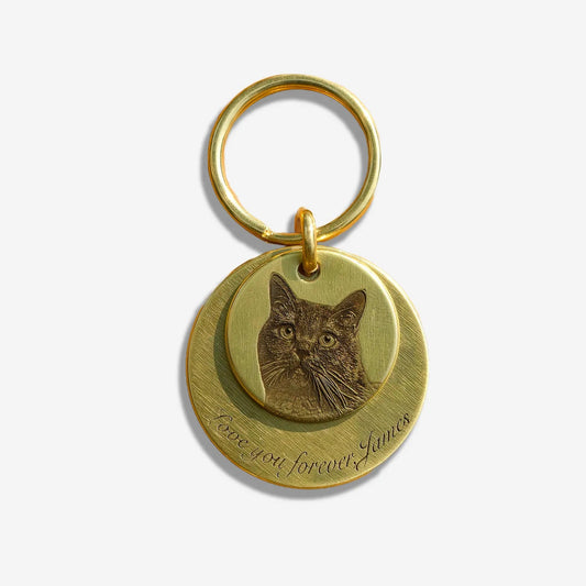 Personalized Embossed Copper Pet Keychain – Custom Engraved Memorial Gift with Carabiner Option