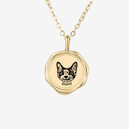 Custom Engraved Pet Portrait Necklace – Personalized Jewelry in Gold, Silver & Rose Gold