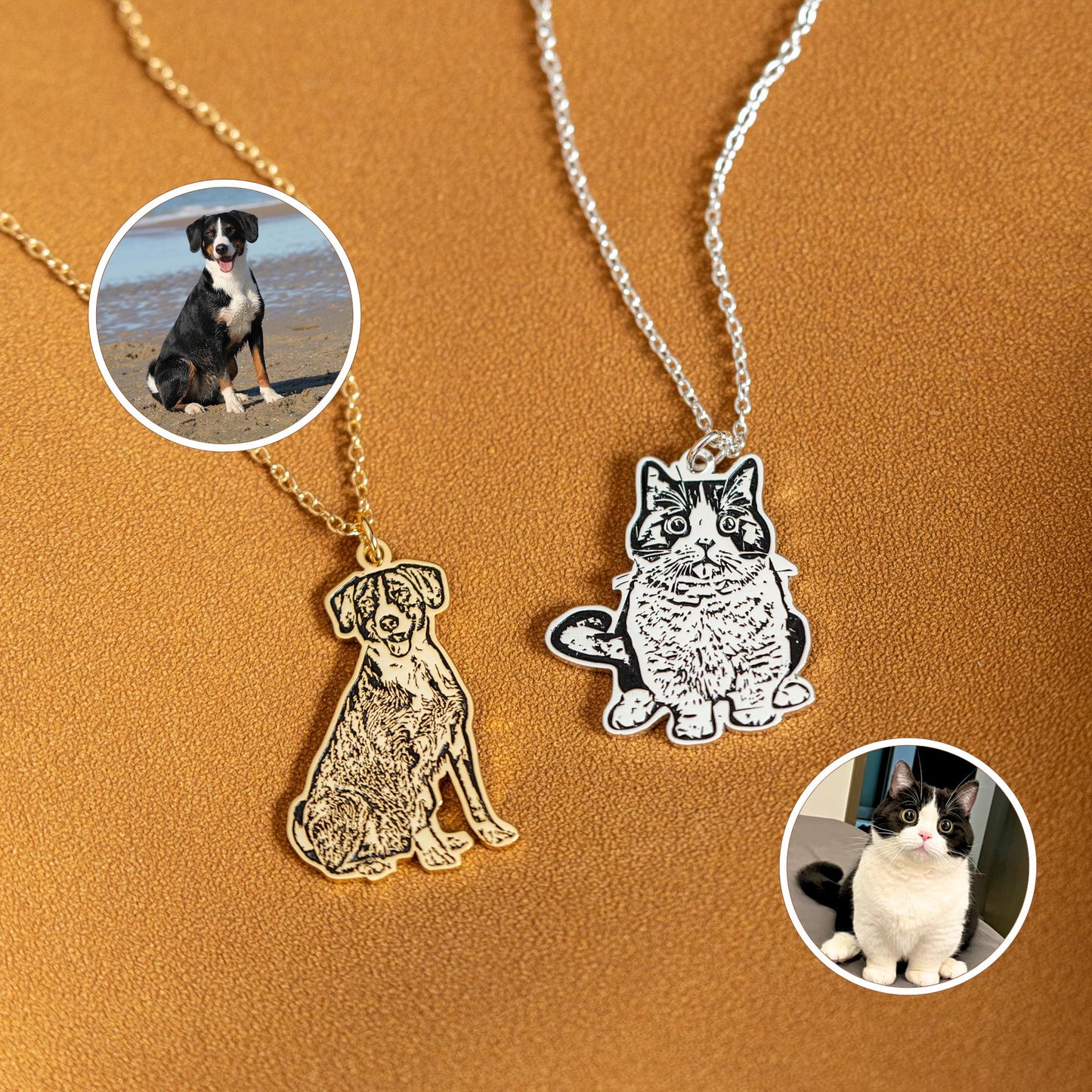 Custom Pet Portrait Necklace – Personalized Engraved Jewelry
