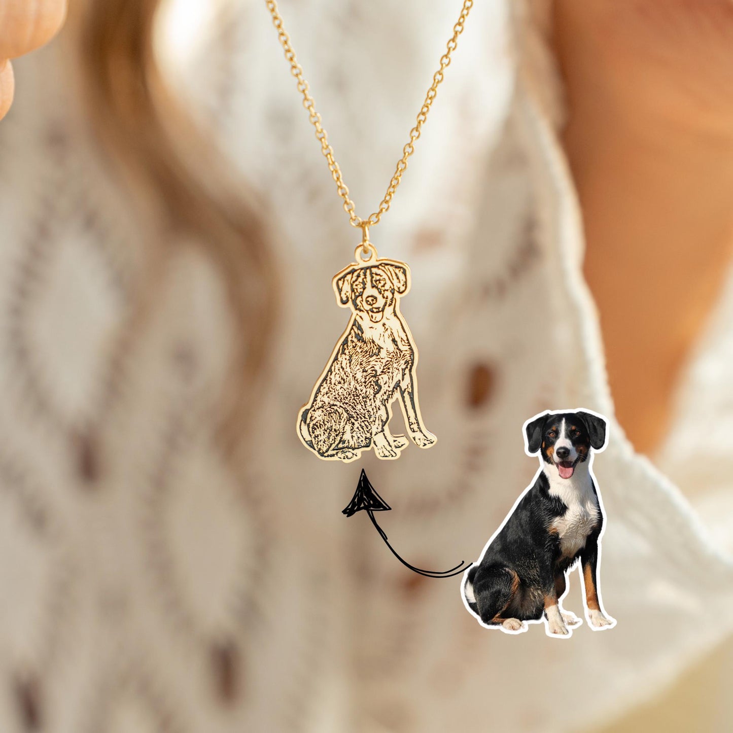Custom Pet Portrait Necklace – Personalized Engraved Jewelry
