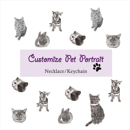 Custom Pet Portrait Dog Keychain – Personalized Engraved Pet Jewelry for Dog Lovers