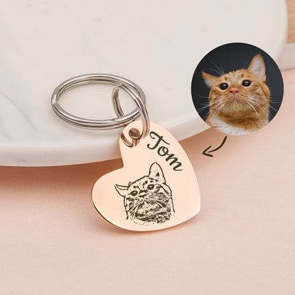 Custom Pet Photo Heart Keychain – Personalized Memorial Gift for Pet Lovers