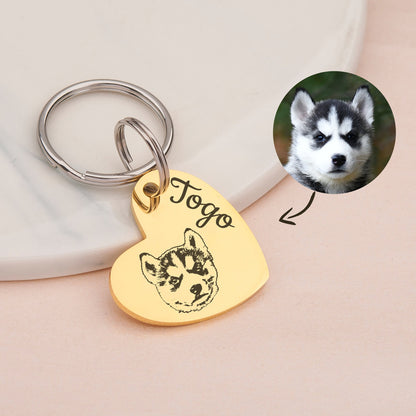 Custom Pet Photo Heart Keychain – Personalized Memorial Gift for Pet Lovers