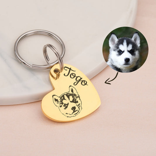 Custom Pet Photo Heart Keychain – Personalized Memorial Gift for Pet Lovers