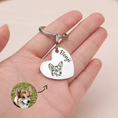 Custom Pet Photo Heart Keychain – Personalized Memorial Gift for Pet Lovers