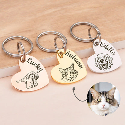 Custom Pet Photo Heart Keychain – Personalized Memorial Gift for Pet Lovers
