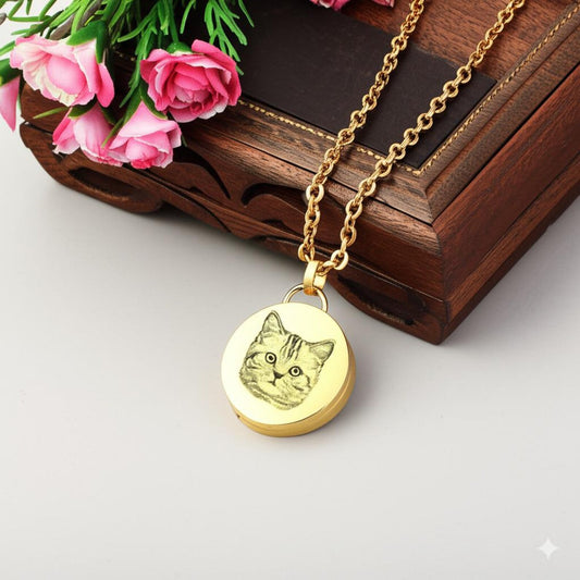 Personalized Pet Urn Necklace – Custom Memorial Jewelry for Pet Ashes, Keepsake Pendant